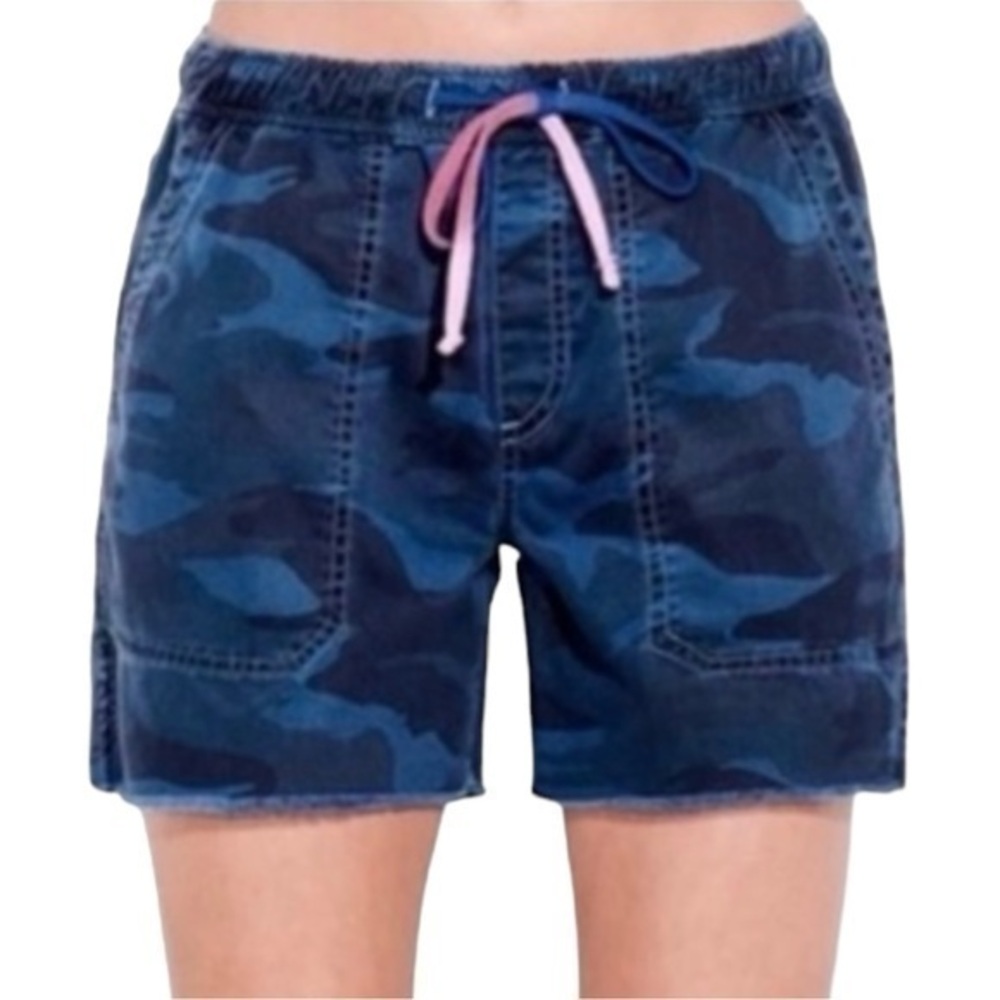 Sundry Blue Camo Stone Wash Cuffed Shorts 100% Cotton Size 1